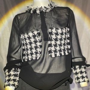 Zara Houndstooth Knit Top